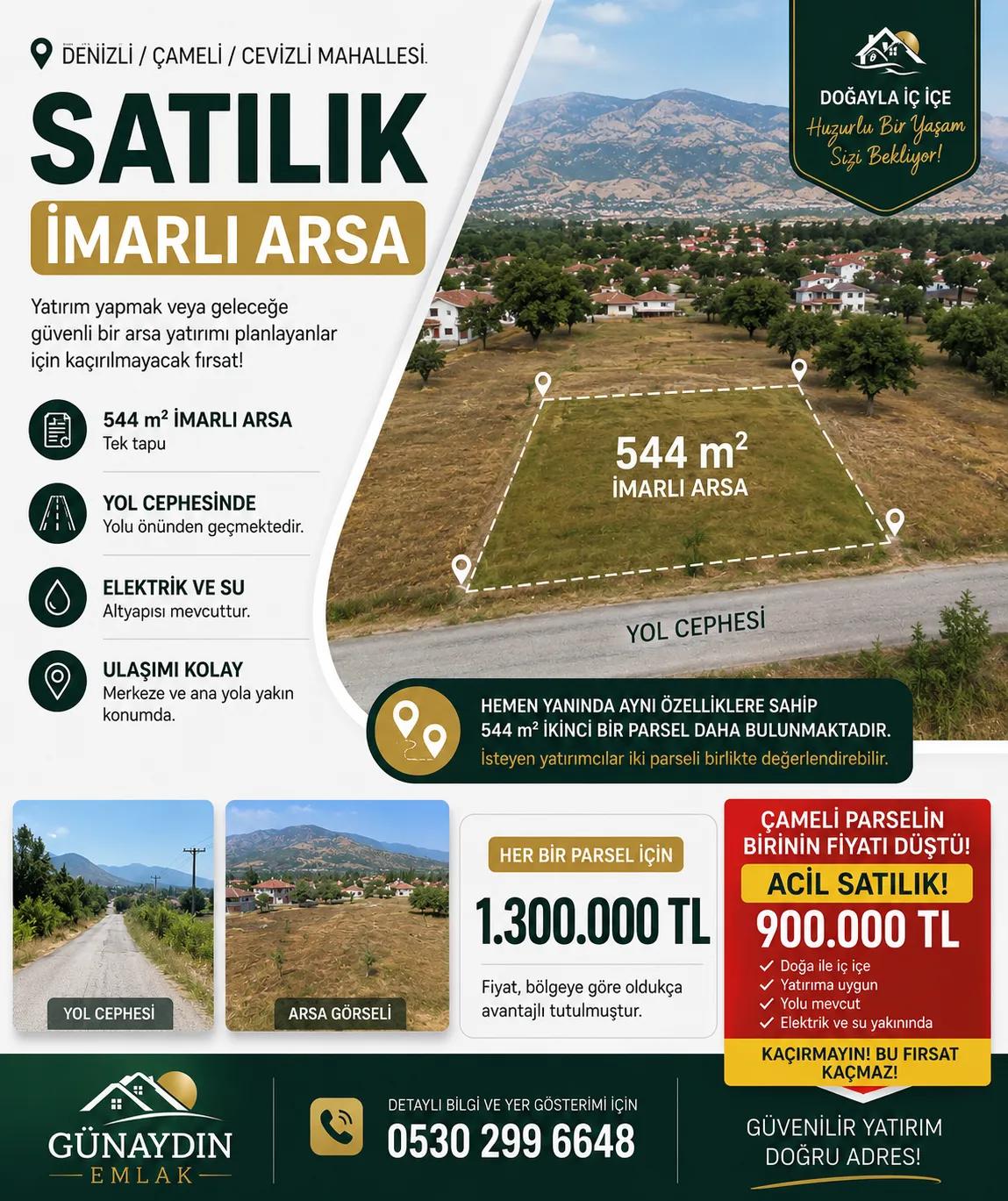 544 M2 Zoned Land For Sale In Cevizli Neighborhood, Çameli.