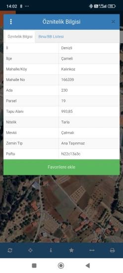 993 M² Single Title Deed Field For Sale In Denizli Çameli